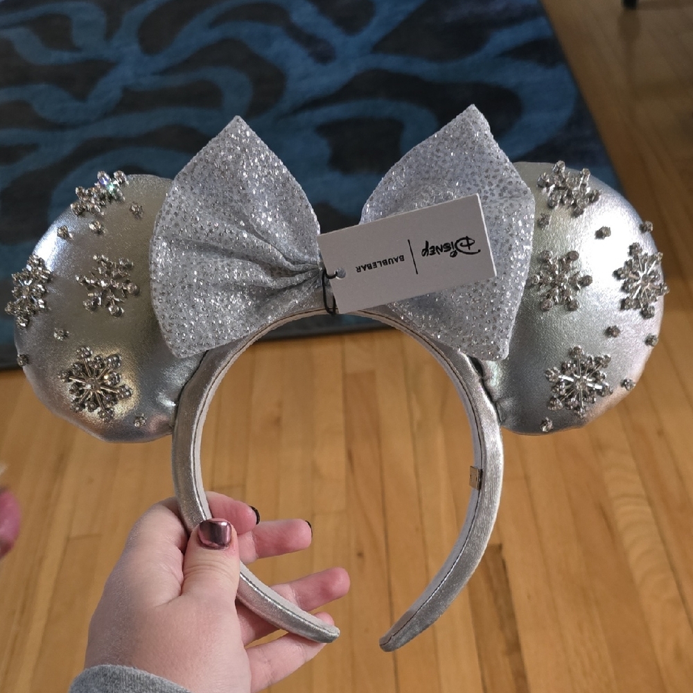 BaubleBar Silver Snowflake Minnie Ears Headband